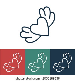 Corazón de icono lineal con alas