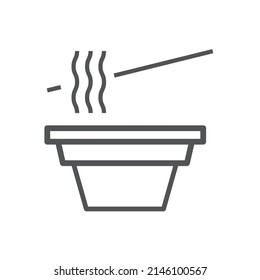 Vector linear icon with instant noodles
