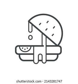Vector linear icon with juicy hamburger
