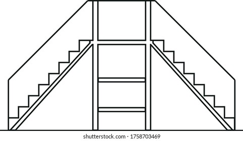 Icono lineal vectorial de la escalera - equipo de entrenamiento de la agilidad del perro, aislado en fondo blanco