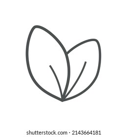 Vector linear icon with lettuce leaves