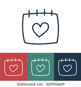 Vector linear icon with love calendar