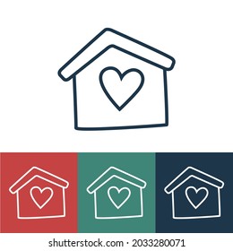 Vector linear icon with love house