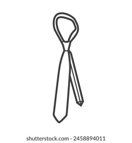 Vector linear icon of a men's tie. Black and white illustration in a minimalistic style. Ideal for formal, business, and fashion designs.