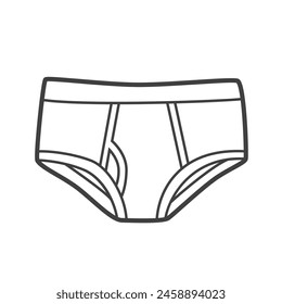 Vector linear icon of men's underwear. Black and white illustration in a minimalistic style. Ideal for everyday essentials and fashion designs. svg