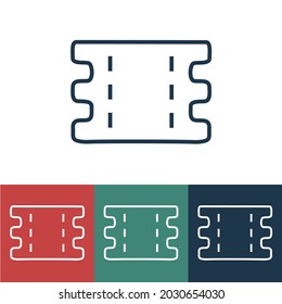 Vector linear icon with movie ticket