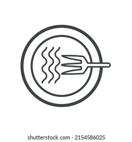 Vector linear icon with noodles in plate