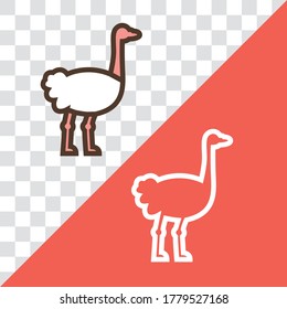 Vector linear icon with ostrich