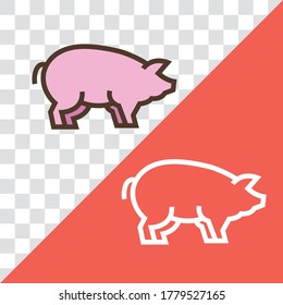 Vector linear icon with pig