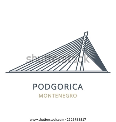 Vector and linear icon of Podgorica, Montenegro. Perfect for websites, brochures, and more, this high-quality city icon captures the iconic landmarks and essence of Podgorica.