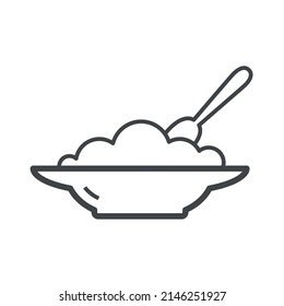 Vector linear icon with porridge