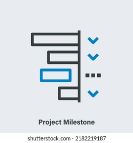 Vector Linear Icon Of Project Milestone On Light Grey Background. Isolated Contour Diagram With Checkmarks