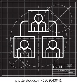 Vector linear icon related to business process, team work and human resource management. Mono line pictogram and infographic design element