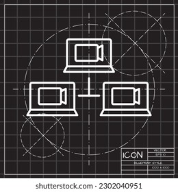 Vector linear icon related to business process, team work and human resource management. Mono line pictogram and infographic design element