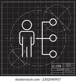 Vector linear icon related to business process, team work and human resource management. Mono line pictogram and infographic design element