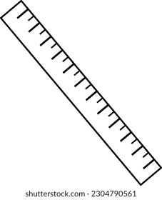 vector linear icon ruler, school and office supplies, back to school, doodle and sketch