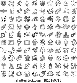 Vector linear icon set for astronomy. Line web symbol for space.