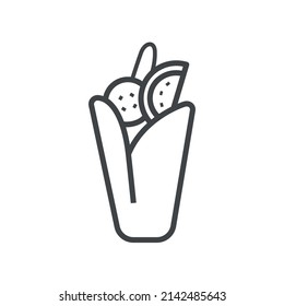 Vector linear icon with shawarma