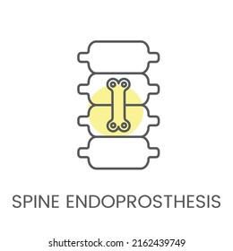 Vector linear icon spine endoprosthesis. Illustration of prosthetics