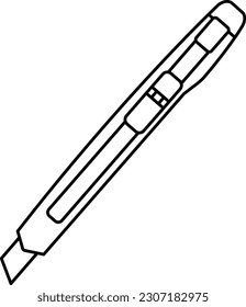 vector linear icon stationery knife, school and office supplies, back to school, doodle and sketch