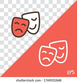 Vector linear icon with theatrical masks