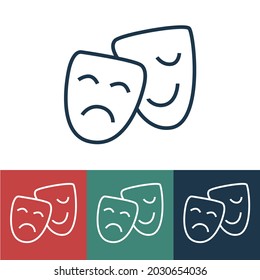 Vector linear icon with theatrical masks