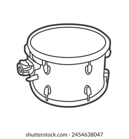 Vector linear icon of tom-toms in various sizes. Black and white illustration in line art style, depicting different musical drums.