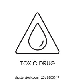 A vector linear icon of a triangular warning sign with a droplet symbol inside with an editable stroke