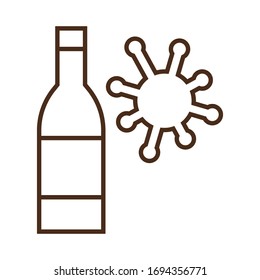 Vector linear icon of vodka and virus