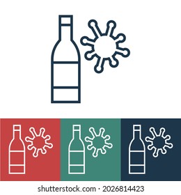 Vector linear icon of vodka and virus