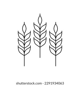 Vector linear icon of wheat ear isolated on white background. Emblem, logo design, symbol illustration of farm whole grain for bakery, organic bio product, eco business, brewery beer, agriculture