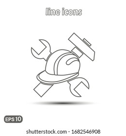 Vector linear icon work hat.  Modern simple flat icon for design of website, logo, application, user interface. Vector EPS10