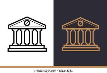 Vector linear icons BANK BUILDING of finance, banking. High quality modern icons suitable for print, website and presentation