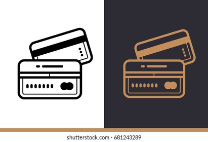 Vector linear icons CREDIT CARD of finance, banking. High quality modern icons suitable for print, website and presentation
