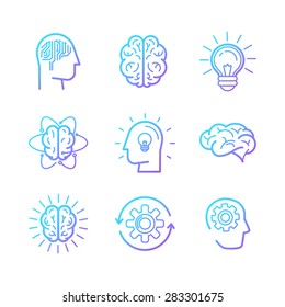 Vector linear icons and design elements - smart new technologies and innovation concepts - creative logo design elements 