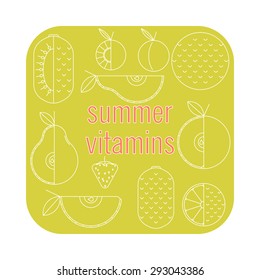 Vector linear icons of fruits
