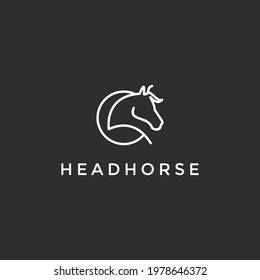  Vector linear icons and logo design elements - horse vector on black background