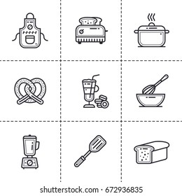 Vector linear icons set of bakery, cooking. Modern outline icons for mobile application and web concepts