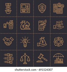 Vector linear icons set of finance, banking. High quality modern icons suitable for print, website and presentation
