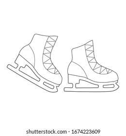 
Vector linear icons for sports theme. Exercise, and body care. Figure skating, skates. physical education and healthy lifestyles. Ice equipment