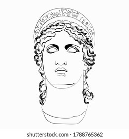 Vector linear illustration of an antique god. An isolated image of the goddess of family and marriage Hera. The nature of ancient Roman mythology. 