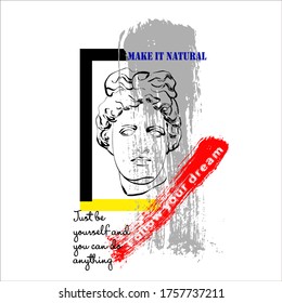 
Vector linear illustration of Apollo Belvedere. Drawing for t-shirts.