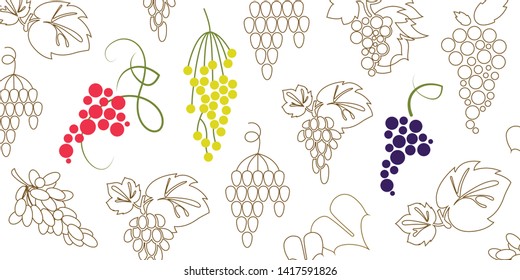 Vector linear illustration background of grapes