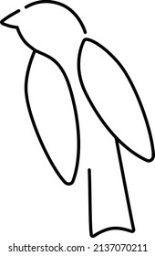 Vector linear illustration, black bird logo isolated on white background.