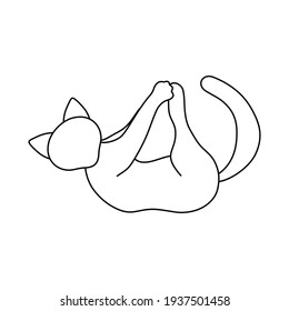 Lineare Vektorgrafik mit einer Katze. Yogi Katze. Poster mit einer Katze. Gymnastik für Katzen.