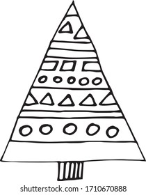Vector linear illustration of christmas tree