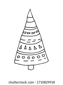 Vector linear illustration of christmas tree