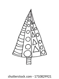 Vector linear illustration of christmas tree