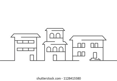 Vector linear illustration of city