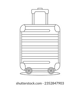 Vector linear illustration, contour drawing of a suitcase on a white plain background. Educational coloring page.
